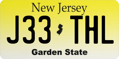 NJ license plate J33THL