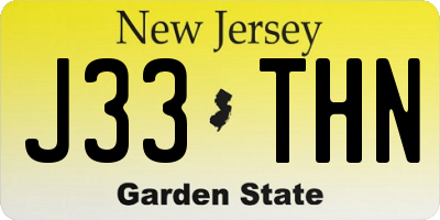 NJ license plate J33THN
