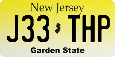 NJ license plate J33THP