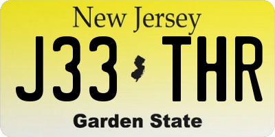 NJ license plate J33THR