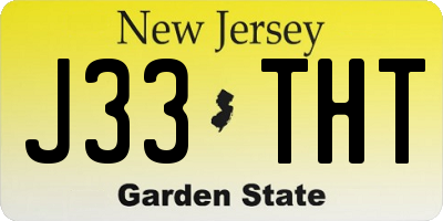 NJ license plate J33THT