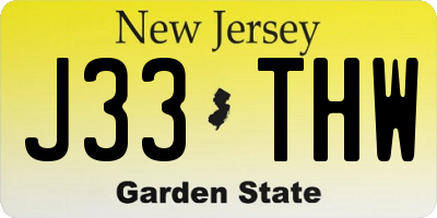 NJ license plate J33THW