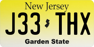 NJ license plate J33THX