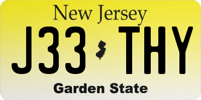 NJ license plate J33THY