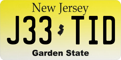 NJ license plate J33TID