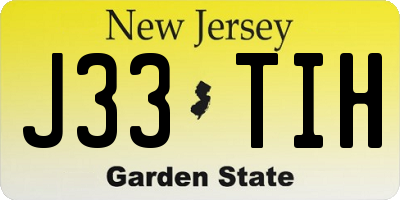 NJ license plate J33TIH