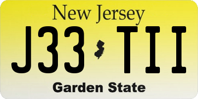NJ license plate J33TII