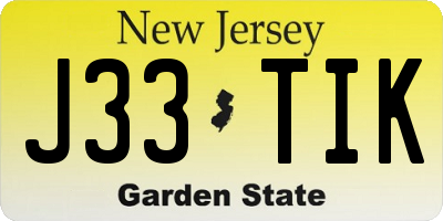 NJ license plate J33TIK