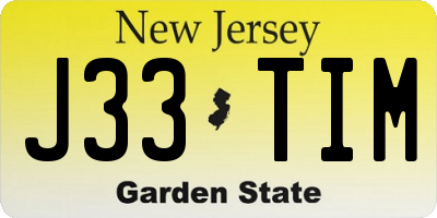 NJ license plate J33TIM