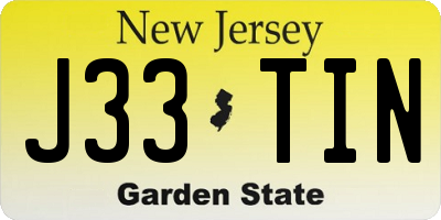 NJ license plate J33TIN