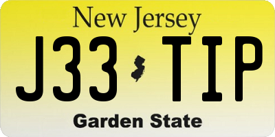 NJ license plate J33TIP