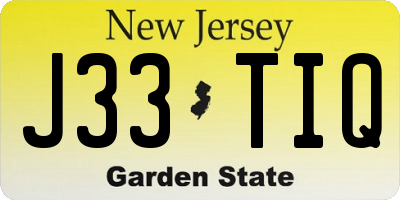 NJ license plate J33TIQ
