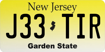 NJ license plate J33TIR