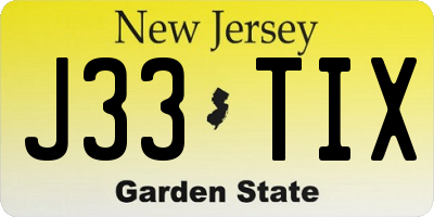 NJ license plate J33TIX