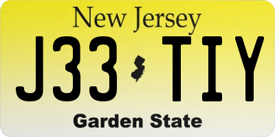 NJ license plate J33TIY