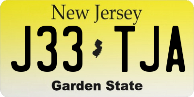 NJ license plate J33TJA