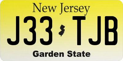 NJ license plate J33TJB