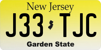 NJ license plate J33TJC
