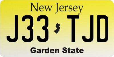 NJ license plate J33TJD