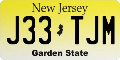 NJ license plate J33TJM