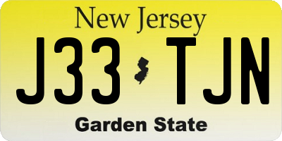 NJ license plate J33TJN