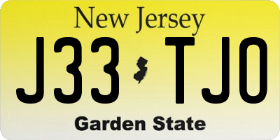 NJ license plate J33TJO