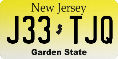 NJ license plate J33TJQ