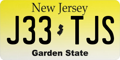 NJ license plate J33TJS