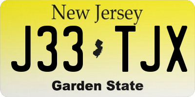 NJ license plate J33TJX