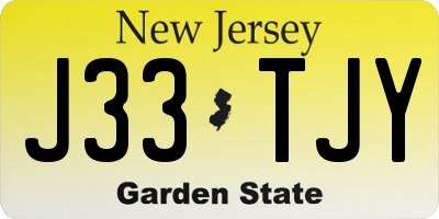 NJ license plate J33TJY