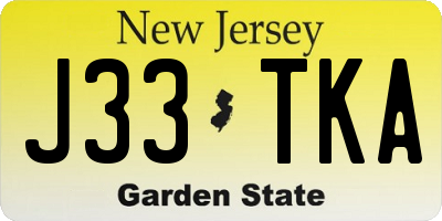 NJ license plate J33TKA