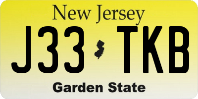 NJ license plate J33TKB