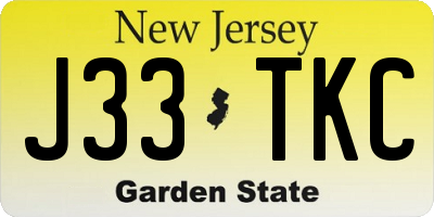 NJ license plate J33TKC