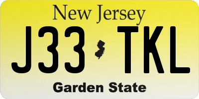 NJ license plate J33TKL