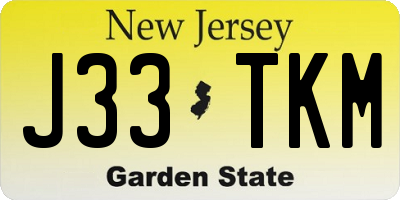 NJ license plate J33TKM