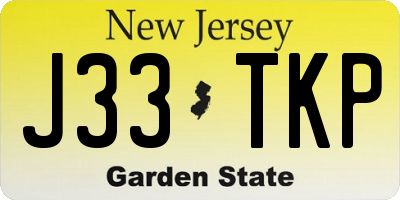 NJ license plate J33TKP