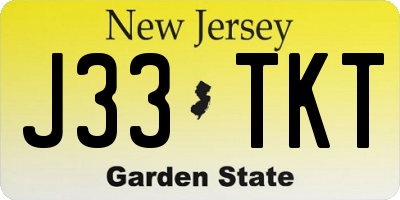 NJ license plate J33TKT