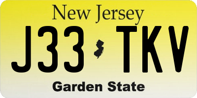 NJ license plate J33TKV