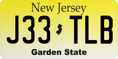 NJ license plate J33TLB
