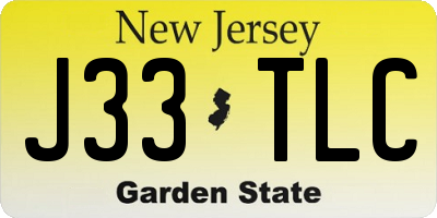 NJ license plate J33TLC