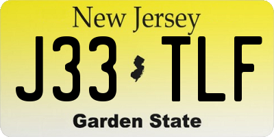 NJ license plate J33TLF