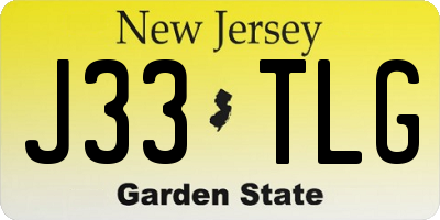 NJ license plate J33TLG
