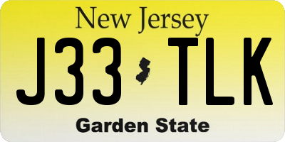 NJ license plate J33TLK