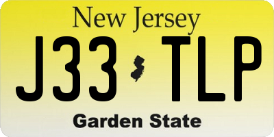 NJ license plate J33TLP