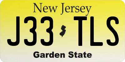 NJ license plate J33TLS