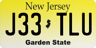 NJ license plate J33TLU