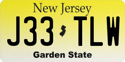 NJ license plate J33TLW