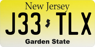 NJ license plate J33TLX