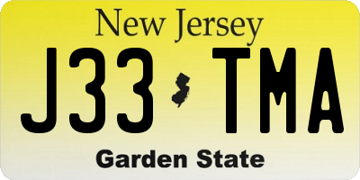 NJ license plate J33TMA