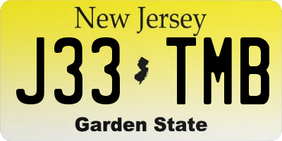 NJ license plate J33TMB